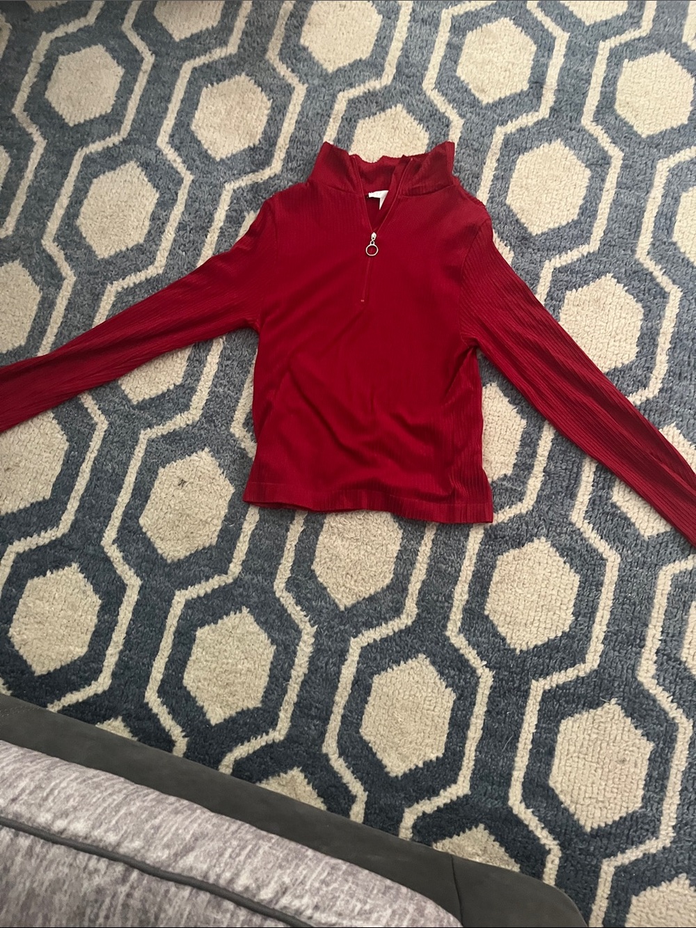 Women's Red Teddy Zip-Neck Jacket